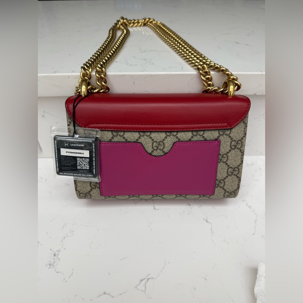 Authentic Gucci Padlock Monogram canvas with Red & Pink accents - Picture 4 of 14